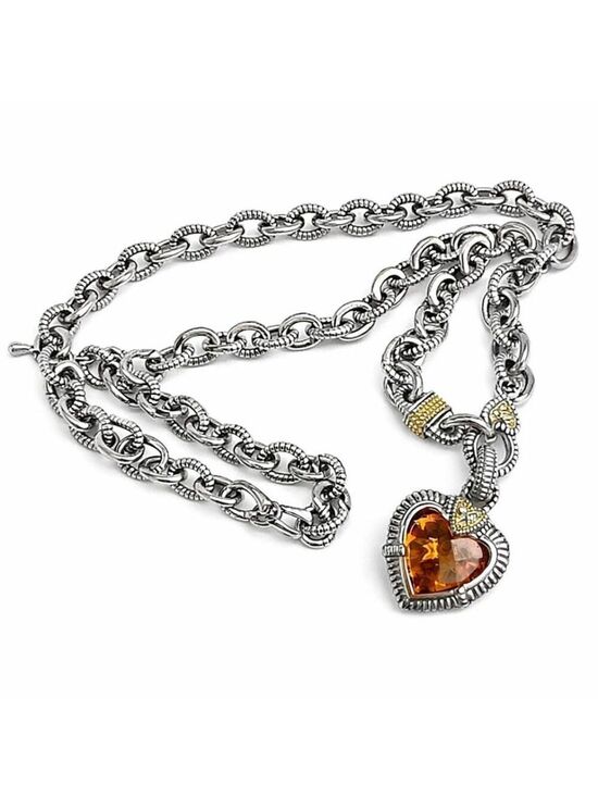 Jewelry - Citrine Heart Pendant Silver and Gold Necklace